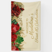 Oude Rode Rozen Sweet 16 Spandoek (Verticaal)