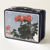 Oude rode rozen tegen een blauwe lucht (Achterkant)