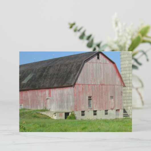 Oude rode schuur en silo platte Kaart (Staand voorkant)