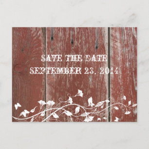 Oude rode schuur Hout Save the Date Aankondigingskaart