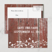 Oude rode schuur Hout Save the Date Aankondigingskaart (Voorkant / Achterkant)