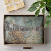 OUDE RODE SCHUUR IN HERFST DECOUPAGE TISSUEPAPIER (Geschenk)