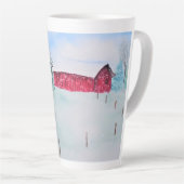 Oude Rode Schuur in Sneeuw Latte Mok (Rechterhoek)