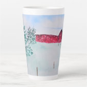 Oude Rode Schuur in Sneeuw Latte Mok (Voorkant)