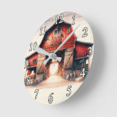 Oude Rode Schuur Landelijk Land Ronde Klok (Hoek)