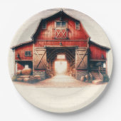 Oude Rode Schuur Landelijke Landelijke Bruiloft Papieren Bordje (Voorkant)