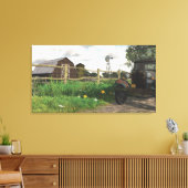 Oude Rode Schuur & Roestige Vrachtwagen Verpakt Ca Canvas Afdruk (Insitu (Woonkamer))