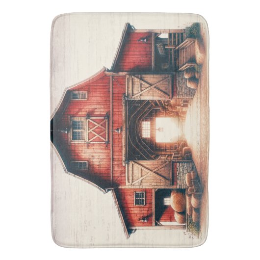 Oude Rode Schuur Rustiek Land Badmat (Voorkant Verticaal)