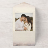 Oude Rode Schuur Rustiek Land Bruiloft All In One Uitnodiging (Buitenkant)