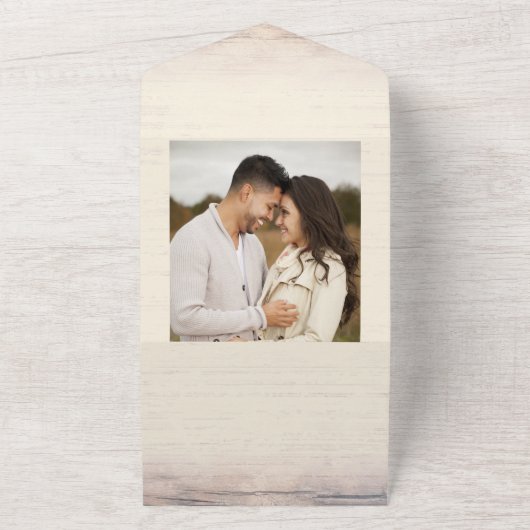 Oude Rode Schuur Rustiek Land Bruiloft All In One Uitnodiging (Buitenkant)