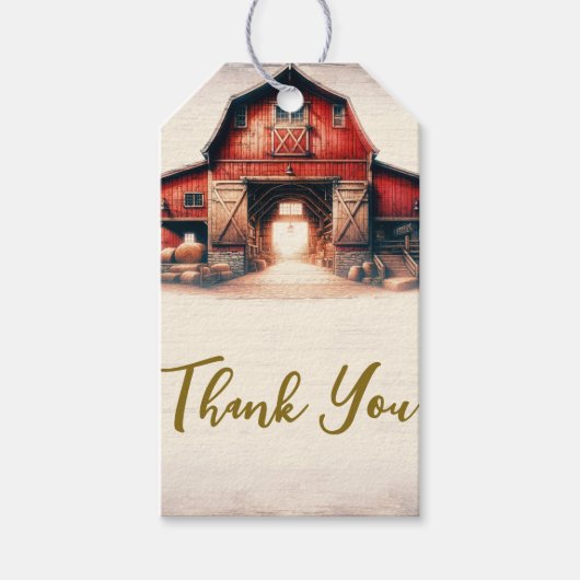 Oude Rode Schuur Rustiek Land Bruiloft Cadeaulabel (Voorkant)