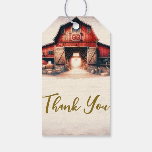 Oude Rode Schuur Rustiek Land Bruiloft Cadeaulabel (Achterkant)