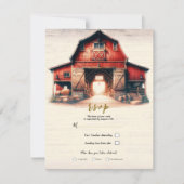 Oude Rode Schuur Rustiek Land Bruiloft R.S.V.P. Kaart (Voorkant)