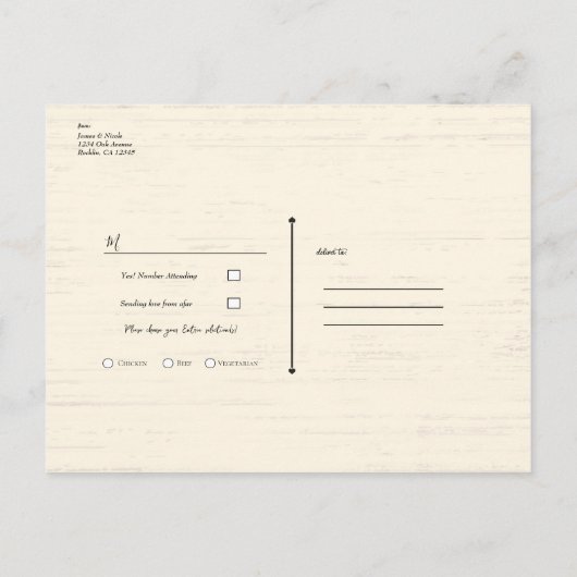 Oude Rode Schuur Rustiek Land Bruiloft RSVP Aankondigingskaart (Achterkant)