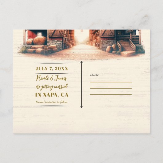 Oude Rode Schuur Rustiek Land Bruiloft Save the Da Aankondigingskaart