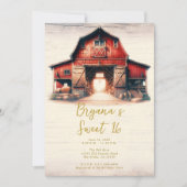 Oude Rode Schuur Rustiek Land Sweet 16 Party Kaart (Voorkant)