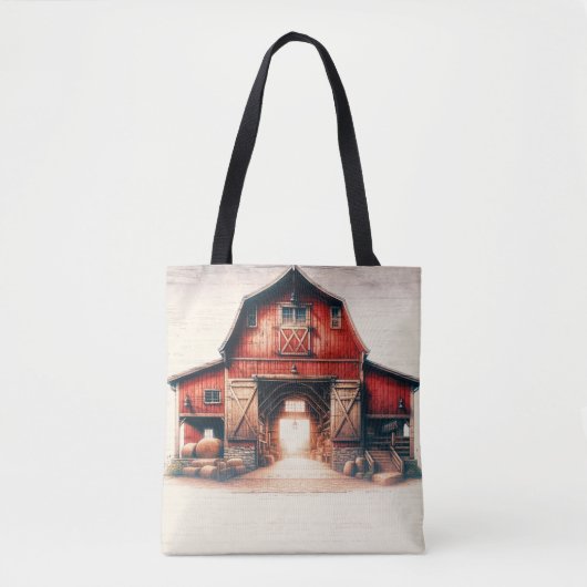 Oude Rode Schuur Rustiek Land Tote Bag (Voorkant)
