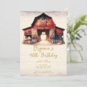Oude Rode Schuur Rustiek Land Verjaardagsfeestje Kaart (Staand voorkant)