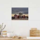 Oude rode schuur Winterbomen HDR-fotografie Poster (Keuken)