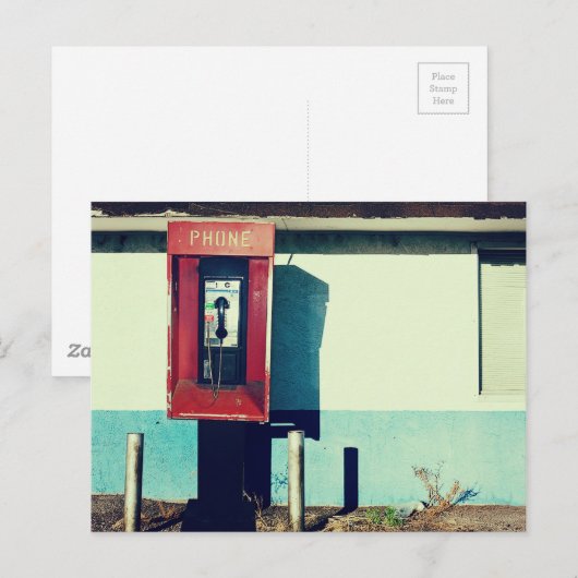 Oude rode telefooncel briefkaart (Voorkant / Achterkant)