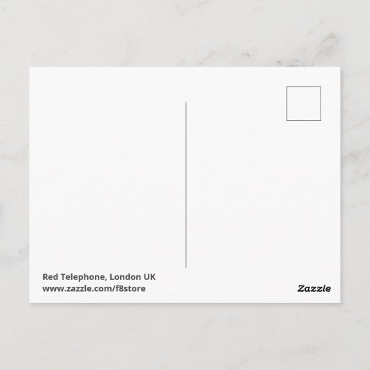 Oude rode telefooncel, Briefkaart van Londen (Achterkant)