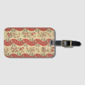 Oude rode textiel Chinoiserie Bagagelabel (Voorkant (horizontaal))