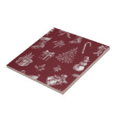 Oude rode toile kerst met kousen (2) tegeltje (Zijkant)