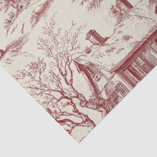 Oude Rode Toile Kerst Village - Sinterklaas Tissuepapier (Detail)