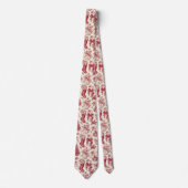 Oude rode toile kerstpatroon met kerstsokken stropdas (Voorkant)