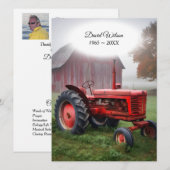 Oude Rode Tractor begrafenisprogramma Kaart (Voorkant / Achterkant)