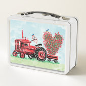 oude rode tractor bloemenhart (Achterkant)