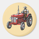 Oude rode tractor magneet (Voorkant)
