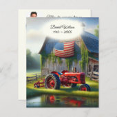 Oude Rode Tractor Met Amerikaanse Vlag (Voorkant / Achterkant)