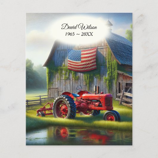Oude Rode Tractor Met Amerikaanse Vlag (Voorkant)