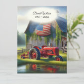 Oude rode tractor met Amerikaanse vlag Kaart (Staand voorkant)