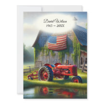 Oude rode tractor met Amerikaanse vlag