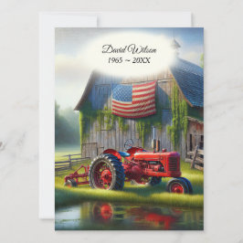 Oude rode tractor met Amerikaanse vlag Kaart