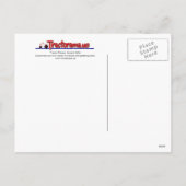 Oude rode tractor met Briefkaart voor kerstmis (Achterkant)