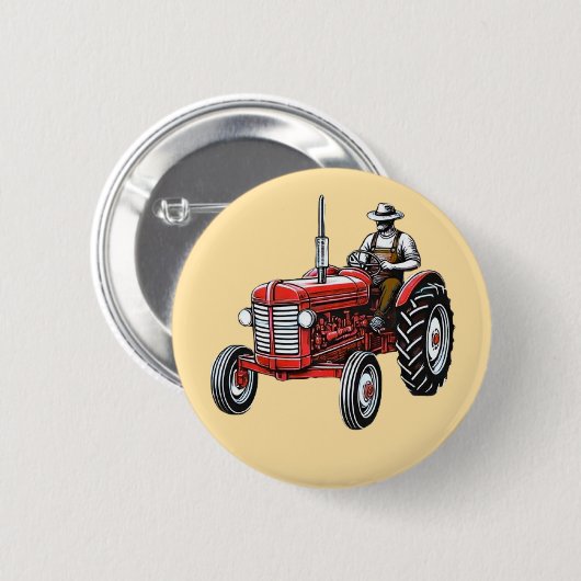 Oude rode tractor ronde button 5,7 cm (Voorkant /achterkant)