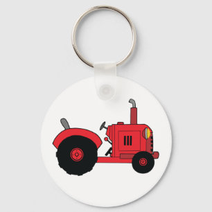 Oude rode tractor sleutelhanger