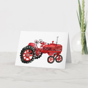 Oude rode tractor tekening kaart