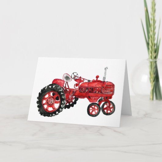 Oude rode tractor tekening kaart (Voorkant)