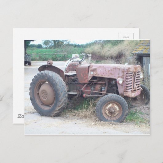 Oude rode trekker briefkaart (Voorkant / Achterkant)