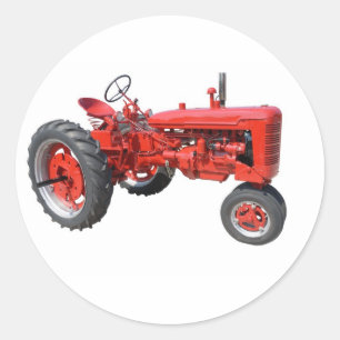 oude rode trekker ronde sticker