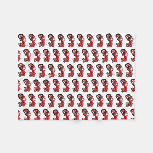 Oude rode trektekening fleece deken (Voorkant (Horizontaal))