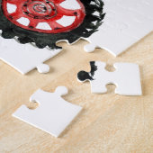 Oude rode trektekening legpuzzel (Zijkant)