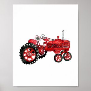 Oude rode trektekening poster
