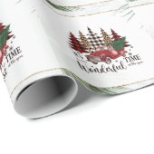 Oude Rode Truck,Dennenboom Cadeaupapier (Rol Hoek)