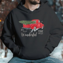 Oude Rode Truck Feestelijke Boom & Plaid Accent
