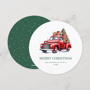 Oude Rode Truck Groene Vrolijke Kerst Kaart